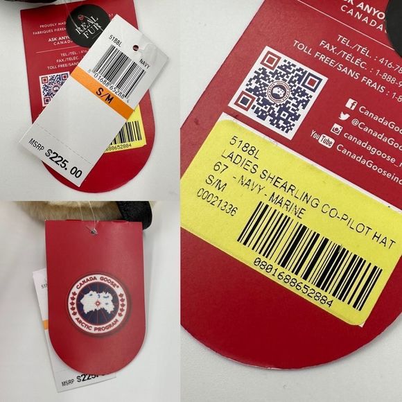 Canada Goose Ladies  Shearling Co-Pilot Winter Aviator Hat 5188L New W Tags - Picture 14 of 14